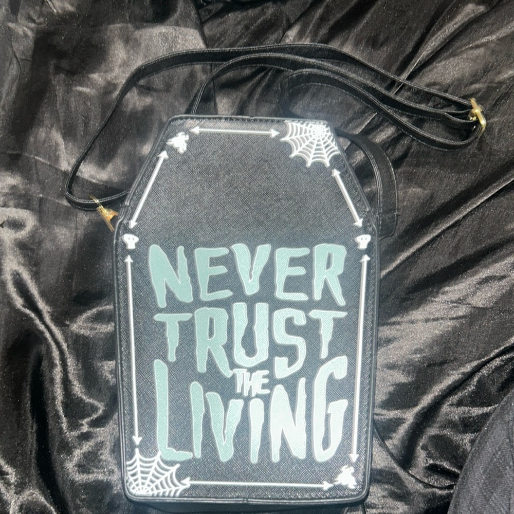 “Never Trust the Living” Coffin Bag/Purse (New)